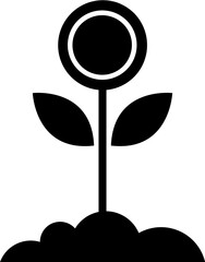 B&W illustration of financial growth plant icon.