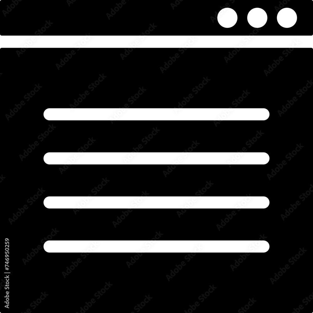 Poster browser window icon in b&w color.