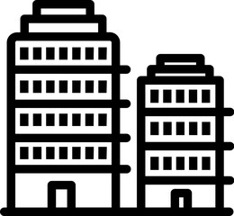 City skyline icon in b&w color.