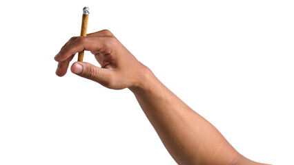 hand holding cigarette isolated on transparent background