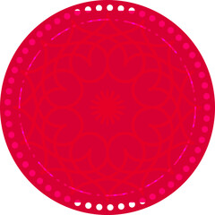 Floral circular frame in red and white color.