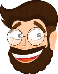 Character cartoon of happy man face.