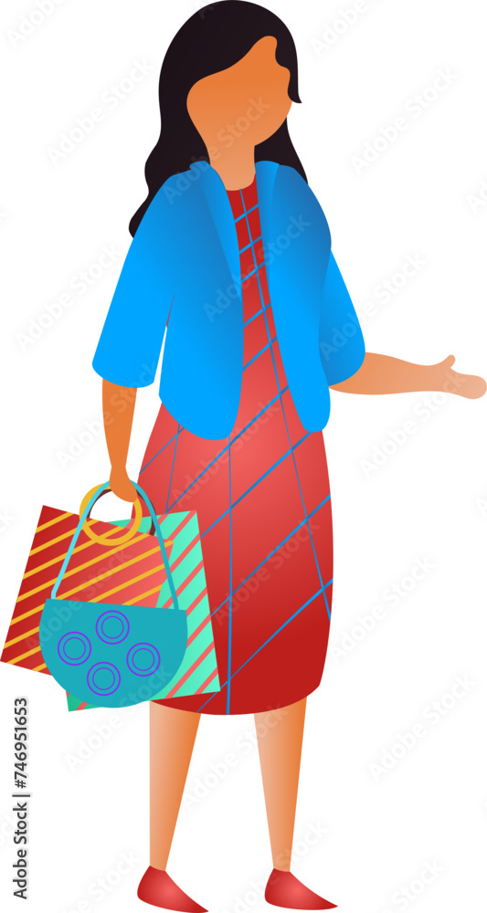 Poster Faceless girl character holding shopping bag.