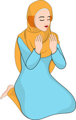 Beautiful muslim woman in praying pose.