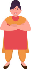 Obraz premium Illustration of fat woman in Indian traditional clothes.