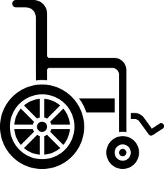 B&W illustration of wheelchair icon.