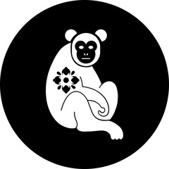 Chinese zodiac monkey icon in b&w color.
