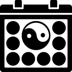 B&W illustration of chinese calendar icon.