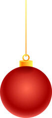Hanging red bauble on white background.