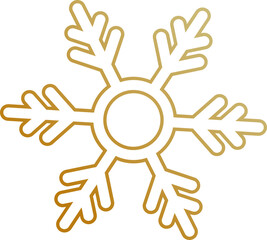 Fototapeta premium Line art illustration of snowflake in golden color.
