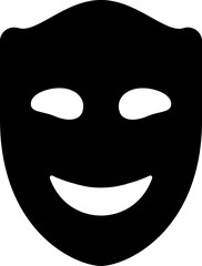 Illustration of happy face mask glyph icon.