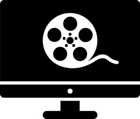 Film reel symbol on desktop screen icon.