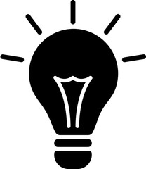 Isolated  bulb (Idea) icon in B&W color.