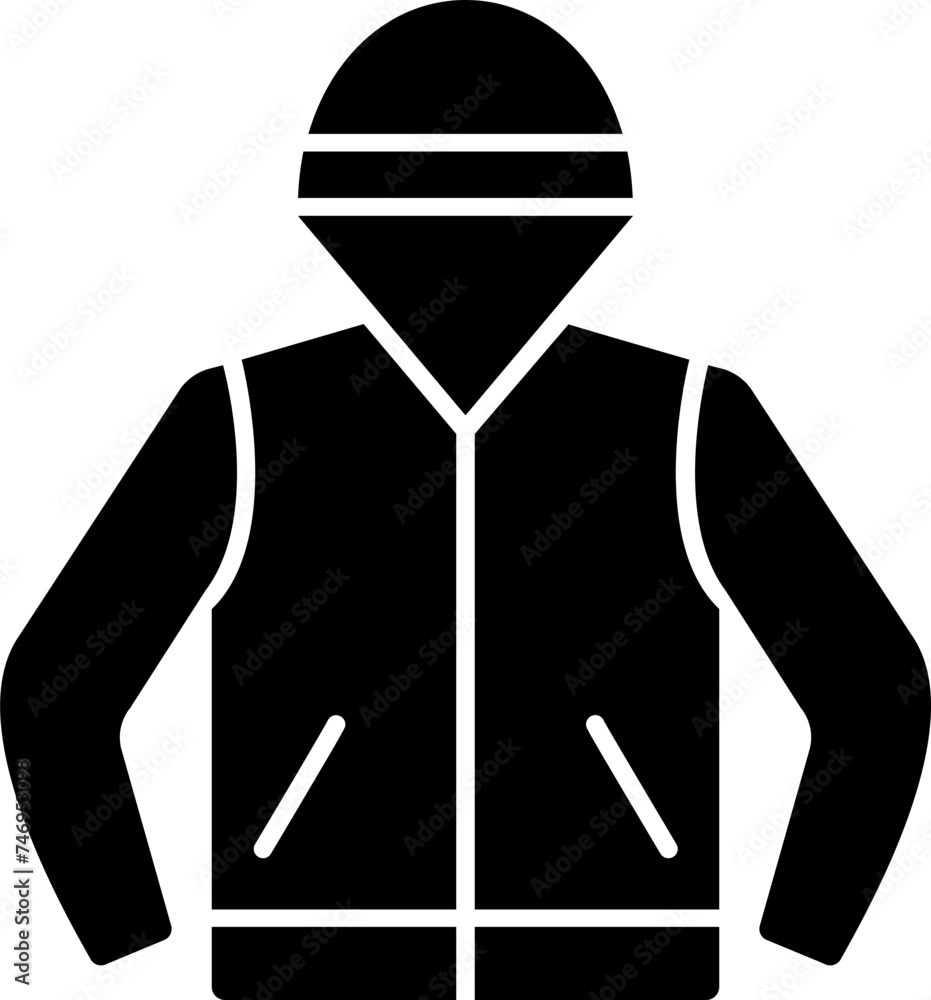 Wall mural Hoodie or jacket icon or symbol in b&w color.