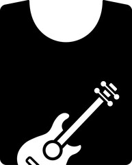 Guitar on shirt or t-shirt icon in b&w color.