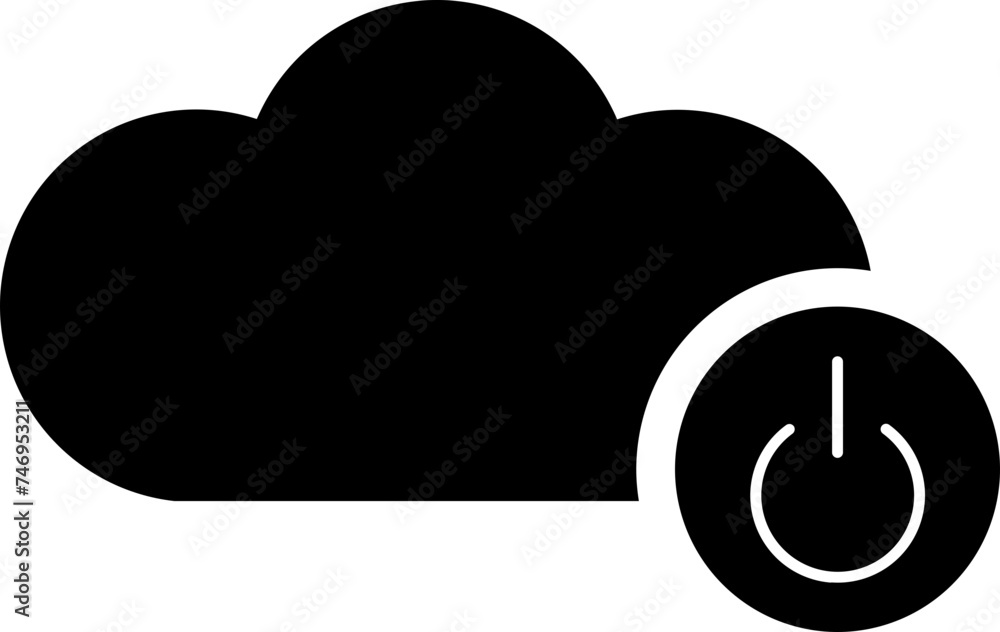 Poster flat style cloud network power button icon.