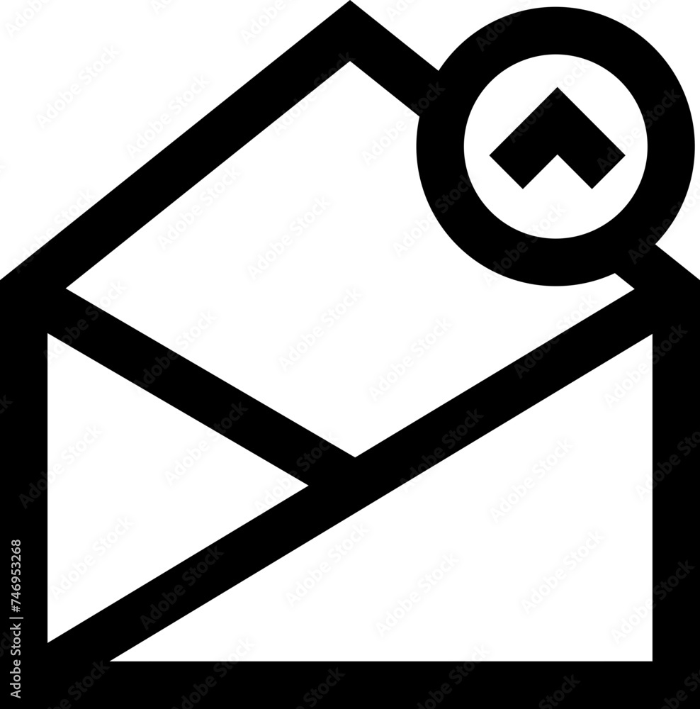 Poster sending mail icon in line art.