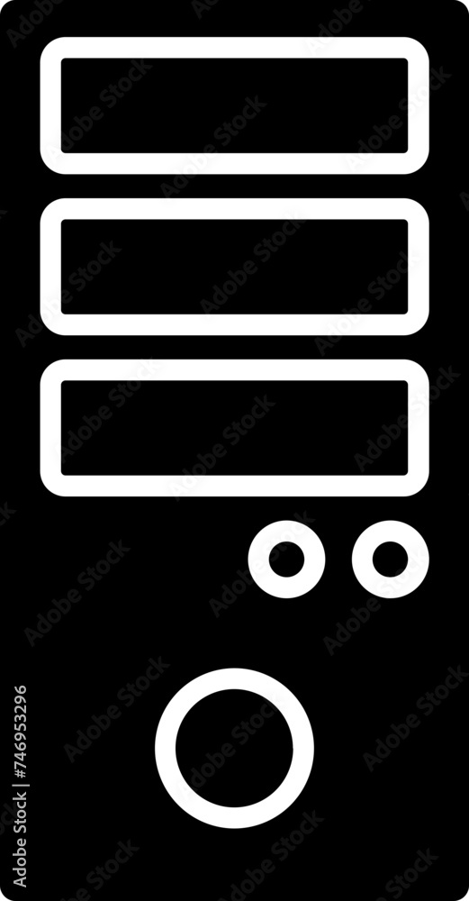 Poster cpu (central processing unit) icon in b&w color.
