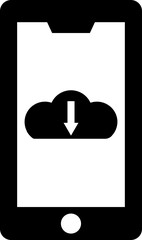 Upload cloud server in smartphone icon.
