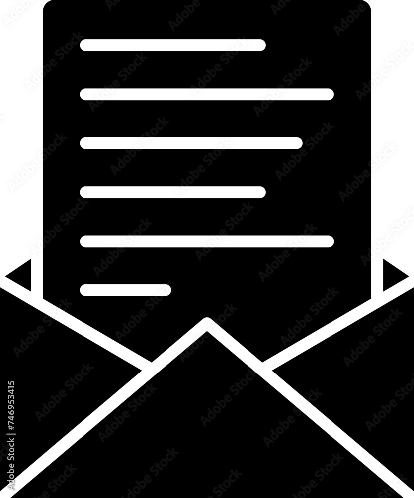 Poster flat style mail or envelope icon in b&w color.