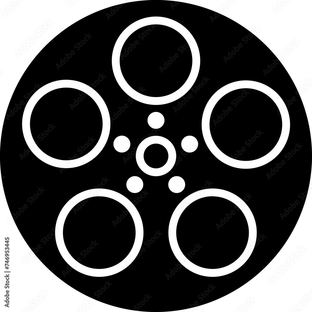 Sticker Film reel icon in b&w color.