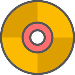 Flat style CD or DVD icon in yellow and red color.
