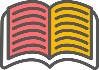 Open book icon in red and yellow color.