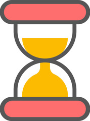 Isolated hourglass icon in red and yellow color.