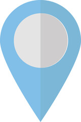 Blue and gray map pin icon in flat style.