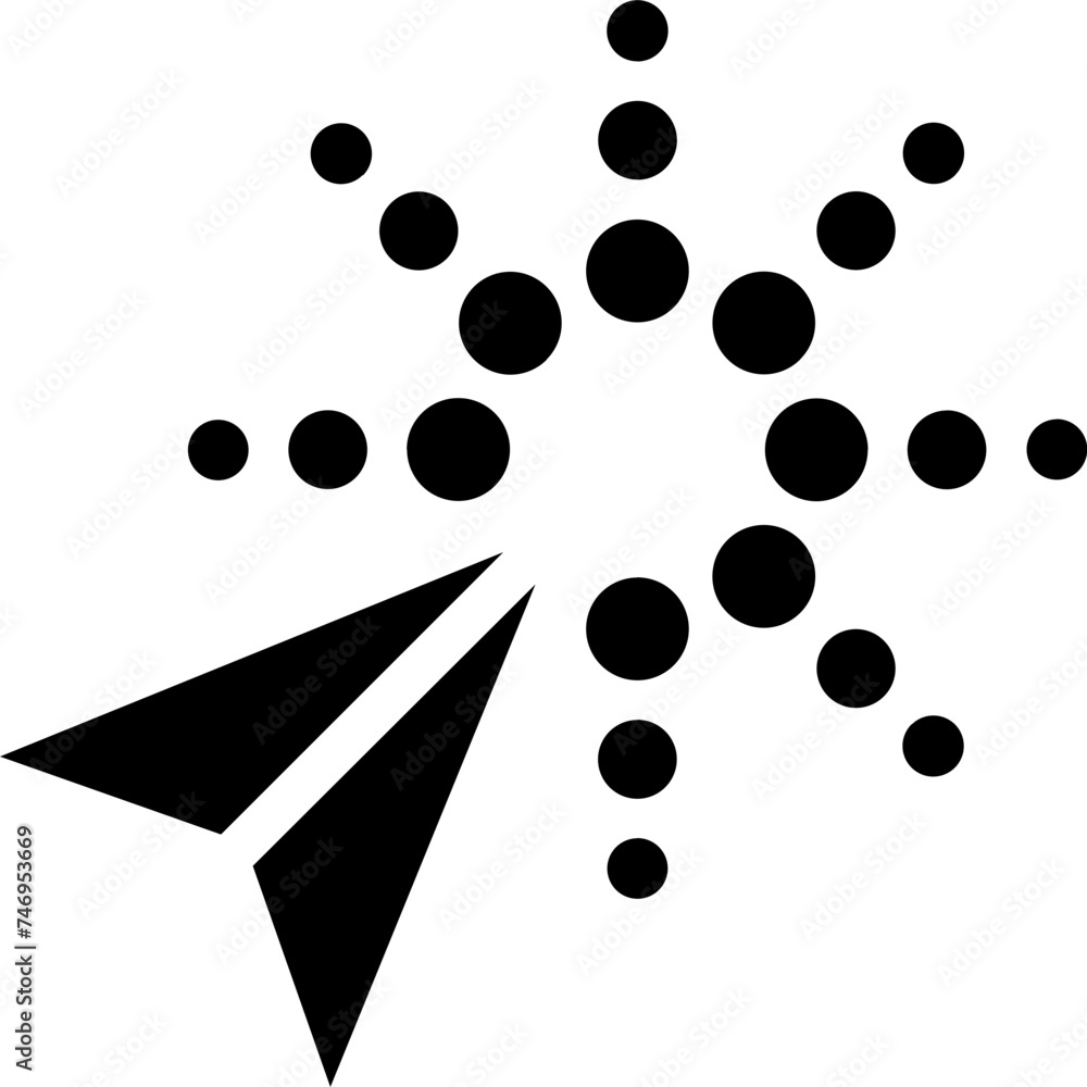 Aufkleber cursor with dots icon in flat style.