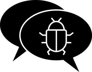 Comic balloon with bug icon or symbol.