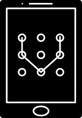 Illustration of mobile pattern lock glyph icon.