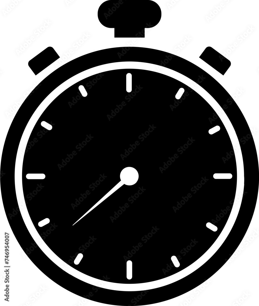 Poster stop clock icon in b&w color.