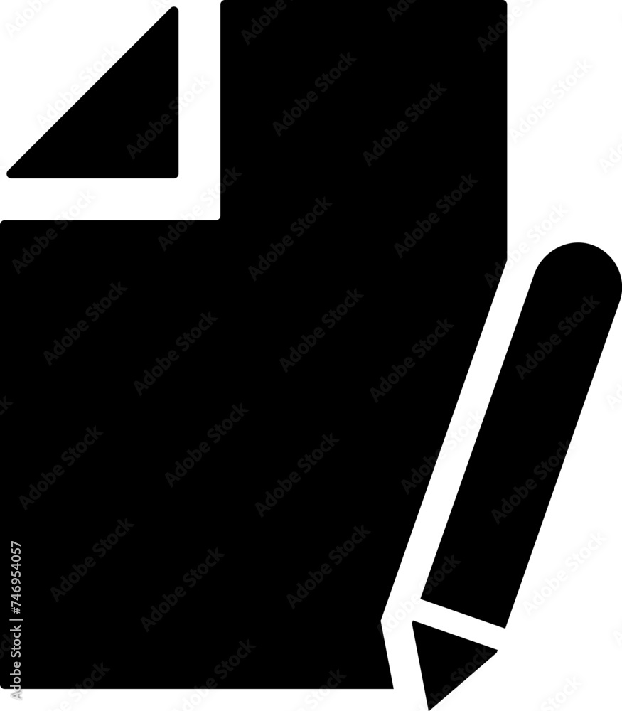 Canvas Prints b&w paper and pencil icon in flat style.