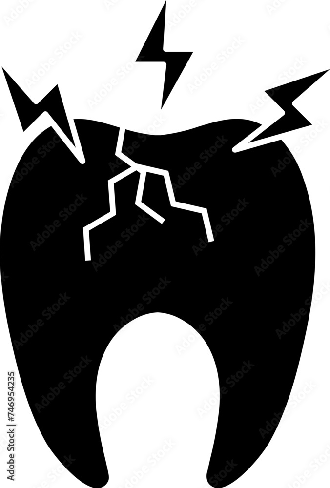 Poster flat style toothache icon in b&w color.