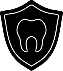 Flat style tooth safety and protection icon in b&w color.