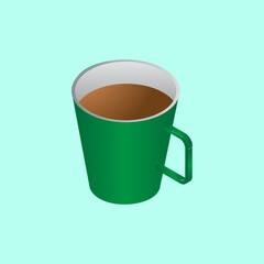3D Tea Or Coffee Cup in green color.