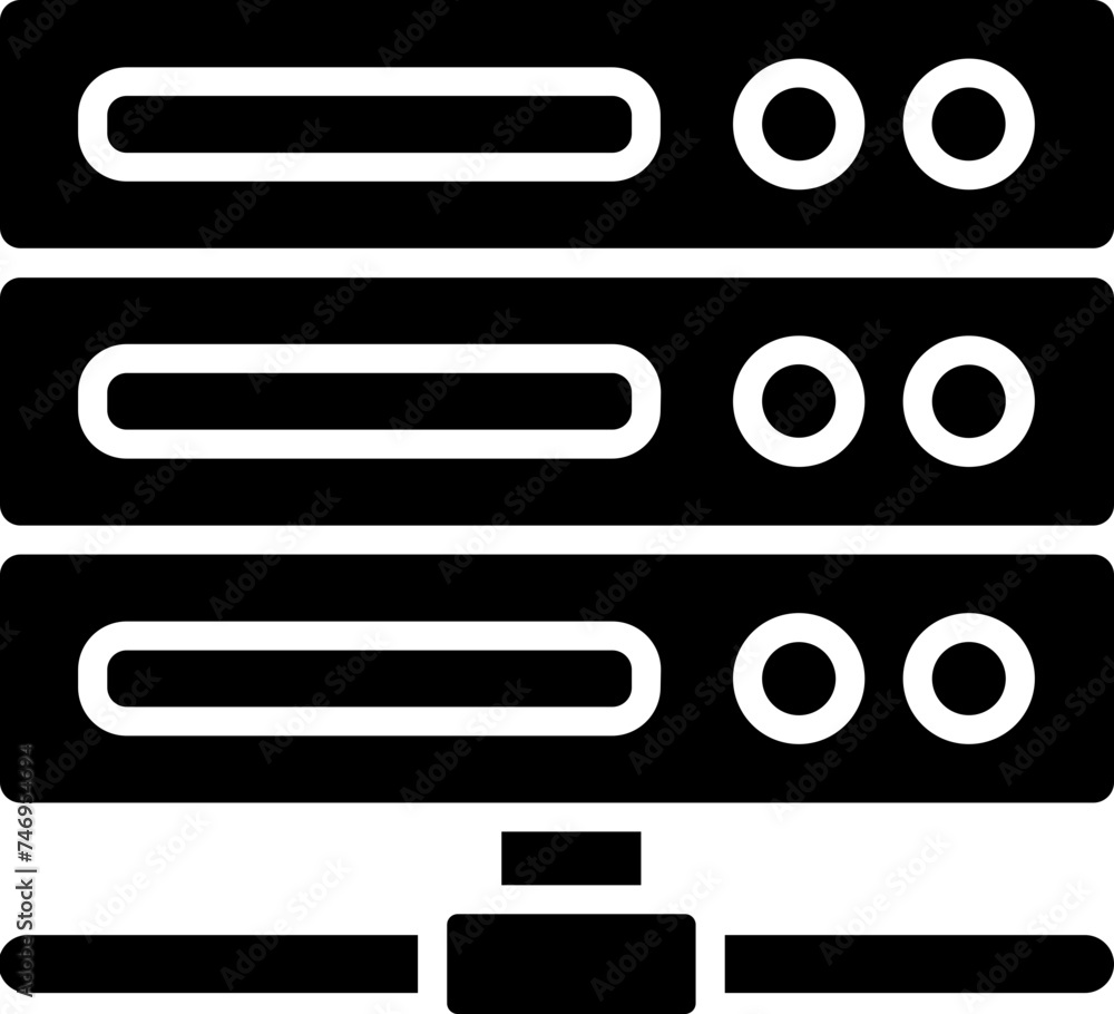 Poster server icon or symbol in b&w color.