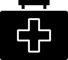 Obraz premium First aid box icon in b&w color.