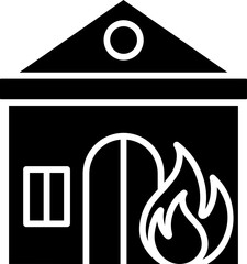 Fire home icon in flat style.