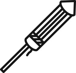 Firework rocket icon in black line art.