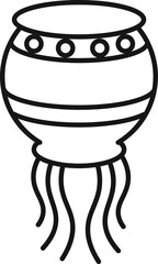 Flat style paper lantern icon in line art.