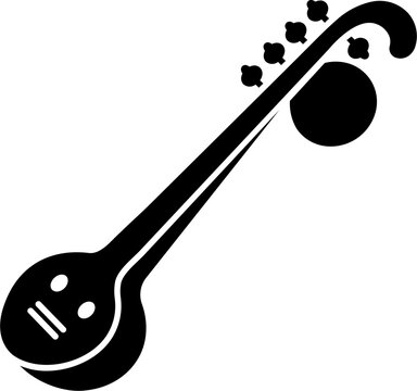 B&W veena icon in flat style.