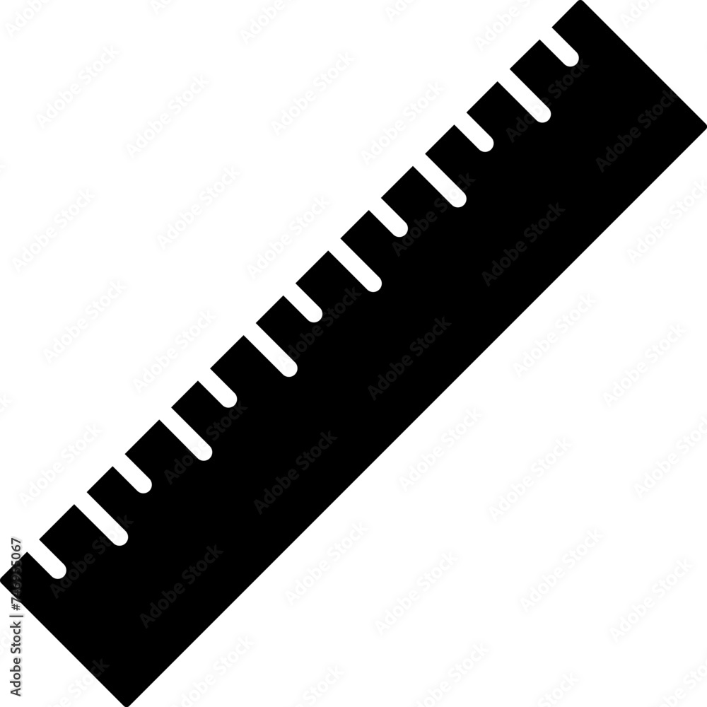 Poster ruler scale icon in b&w color.