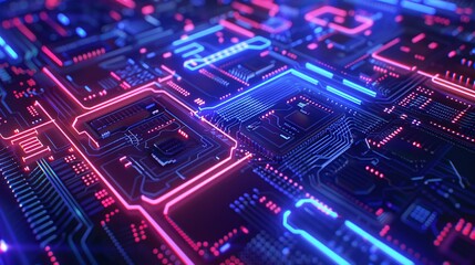 Blue and Purple technology processor circuit board background