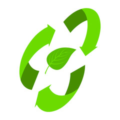 Eco recycling icon in green color.