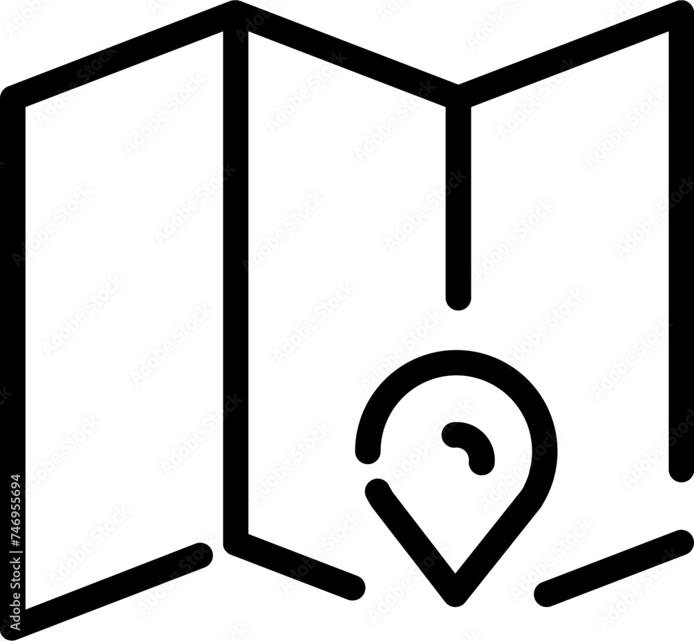 Poster map navigation icon in line art.
