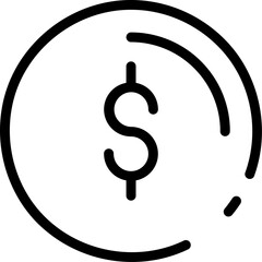 Dollar coin icon in flat style.