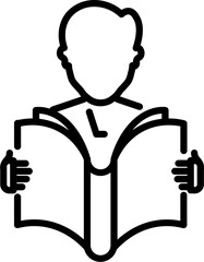Man reading book concept icon in line art.