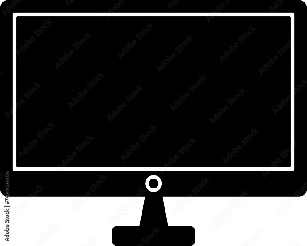 Poster vector illustration of computer in b&w color.